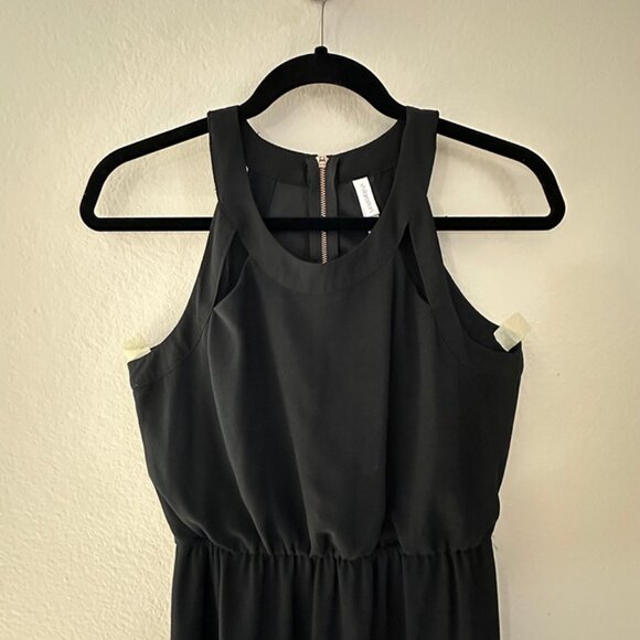 Xhiliration Maxi Sleeveless Black Halter Neck Dress w/ Slits on Both Sides - Picture 2 of 6